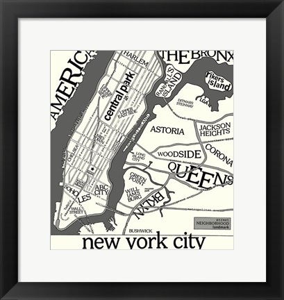 Framed New York Map Print