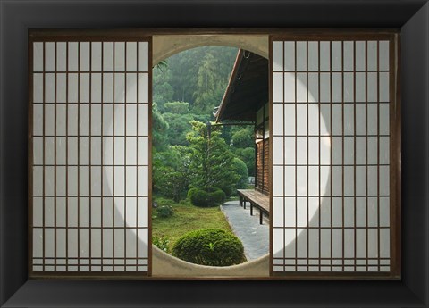 Framed Tea House Window, Sesshuji Temple, Kyoto, Japan Print