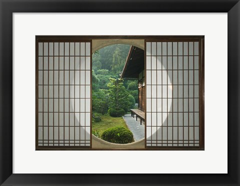 Framed Tea House Window, Sesshuji Temple, Kyoto, Japan Print