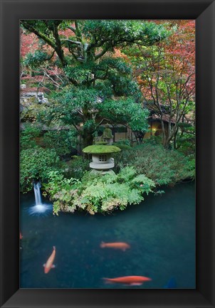 Framed Japanese Garden, Tokyo, Japan Print