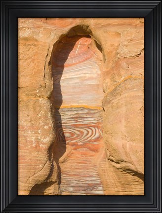 Framed Rock texture of cave wall, Petra, Jordan Print