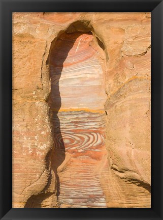 Framed Rock texture of cave wall, Petra, Jordan Print