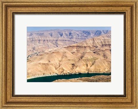 Framed Wadi Al Mujib Dam and lake, Jordan Print