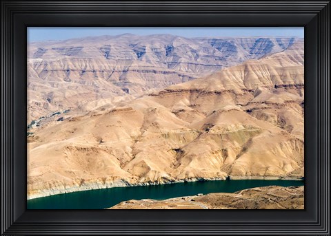 Framed Wadi Al Mujib Dam and lake, Jordan Print