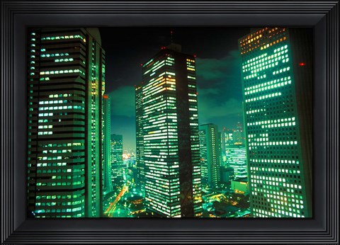 Framed Nightscape, Tokyo, Japan Print