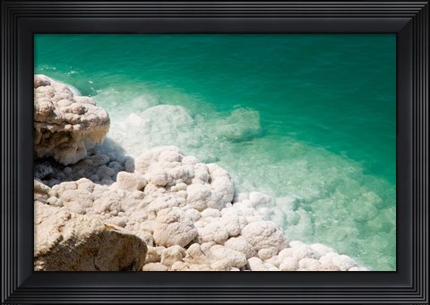 Framed Jordan, Dead Sea, Salt on the sea shore Print