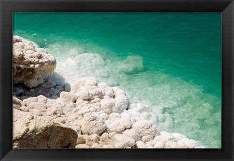 Framed Jordan, Dead Sea, Salt on the sea shore Print