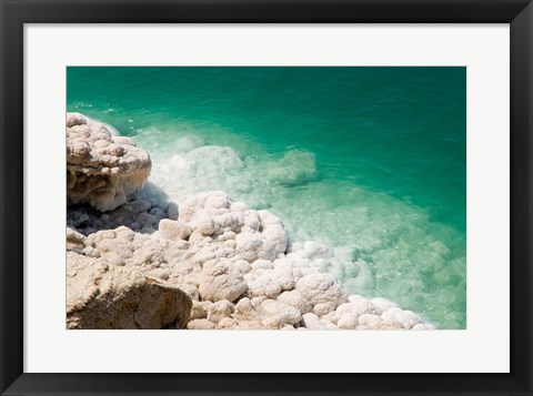 Framed Jordan, Dead Sea, Salt on the sea shore Print