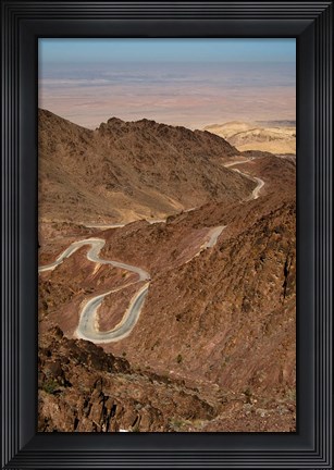 Framed Jordan, Winding highway from Wadi Musa to Wadi Araba Print