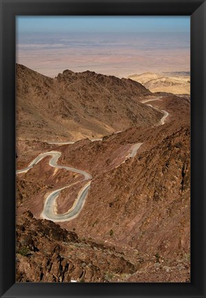 Framed Jordan, Winding highway from Wadi Musa to Wadi Araba Print