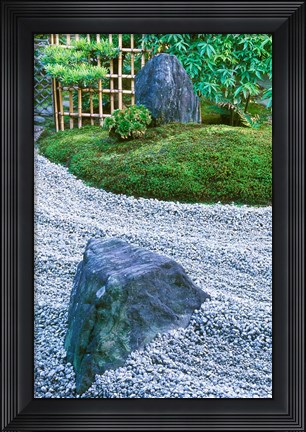 Framed Daitokuji Temple, Zuiho-in Rock Garden, Kyoto, Japan Print