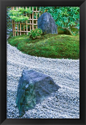 Framed Daitokuji Temple, Zuiho-in Rock Garden, Kyoto, Japan Print