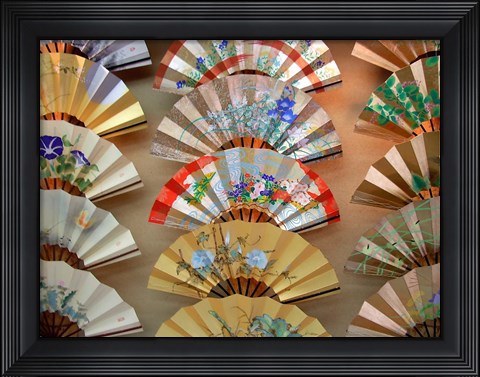 Framed Folding Fan, Kyoto, Japan Print