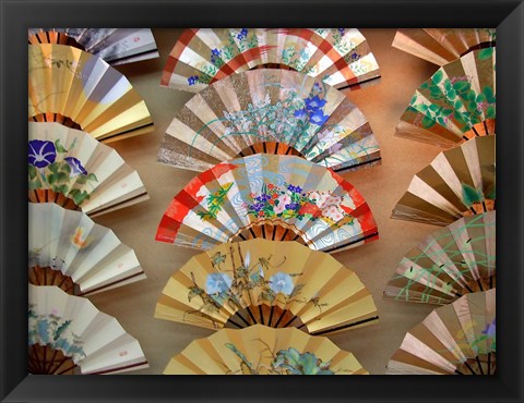 Framed Folding Fan, Kyoto, Japan Print