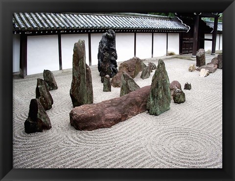 Framed Stone Zen Garden, Kyoto, Japan Print