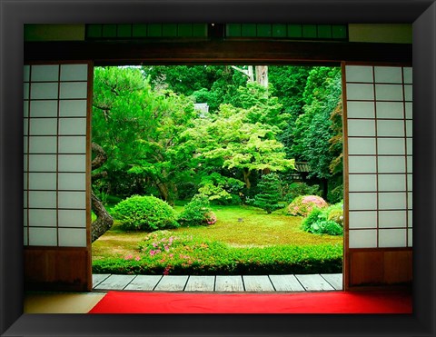 Framed Traditional Architecture and Zen Garden, Kyoto, Japan Print