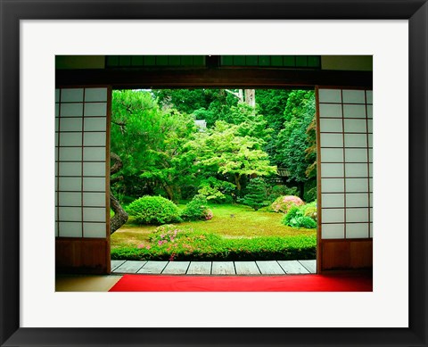 Framed Traditional Architecture and Zen Garden, Kyoto, Japan Print