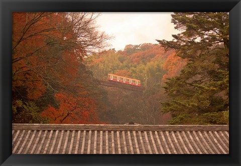 Framed Fall Color around Cable Train Railway, Kyoto, Japan Print