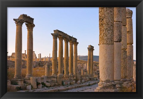 Framed Column street in ancient Jerash ruins, Amman, Jordan Print