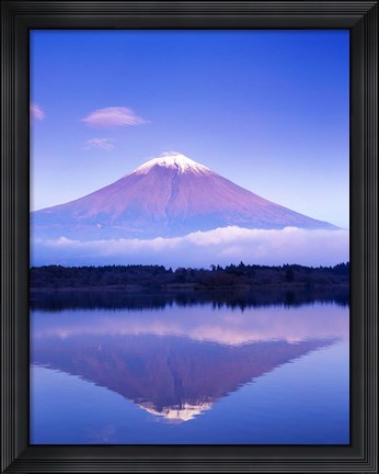 Framed Mt Fuji with Lenticular Cloud, Motosu Lake, Japan Print
