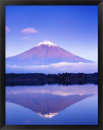 Framed Mt Fuji with Lenticular Cloud, Motosu Lake, Japan Print