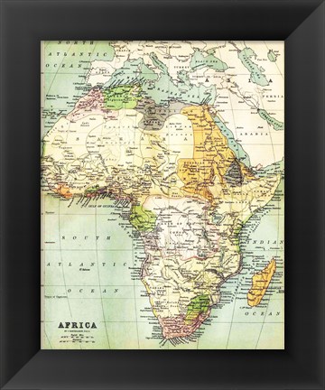 Framed Map of Africa 1885 Print