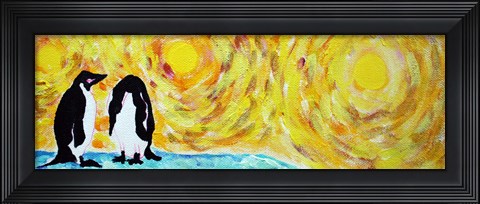 Framed Starry Night Penguin I Print