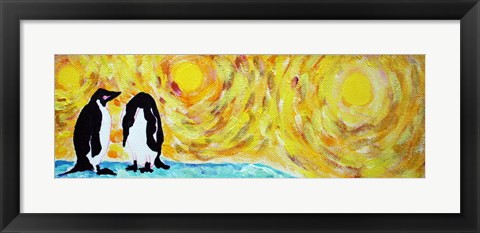 Framed Starry Night Penguin I Print