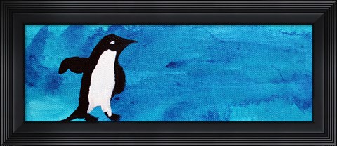 Framed Blue Penguin I Print