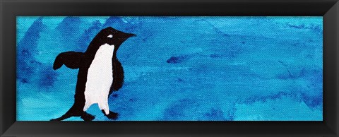 Framed Blue Penguin I Print