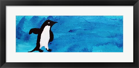 Framed Blue Penguin I Print