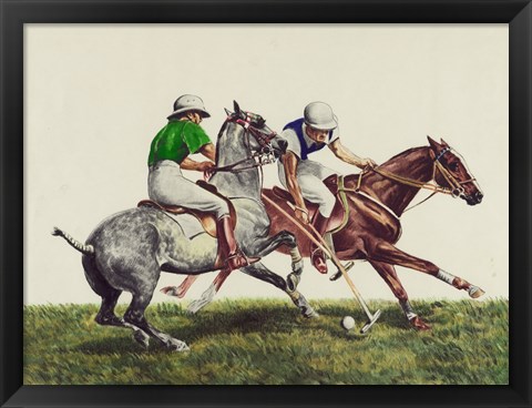 Framed Polo - two horses Print