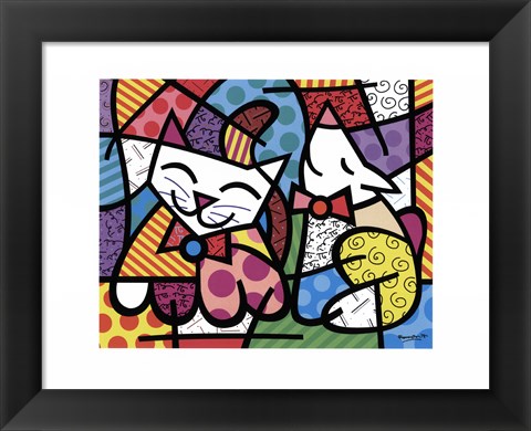 Framed Happy Cat and Snob Dog Print