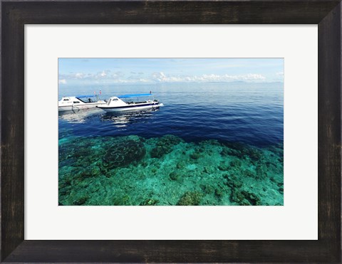 Framed Diving Boat, Sipadan, Semporna Archipelago, Borneo, Malaysia Print