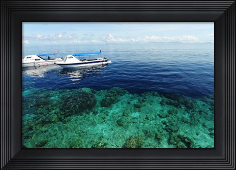 Framed Diving Boat, Sipadan, Semporna Archipelago, Borneo, Malaysia Print