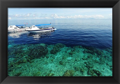 Framed Diving Boat, Sipadan, Semporna Archipelago, Borneo, Malaysia Print