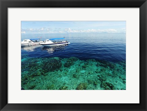 Framed Diving Boat, Sipadan, Semporna Archipelago, Borneo, Malaysia Print