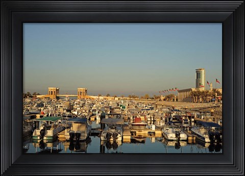 Framed Kuwait, Kuwait City, yacht boats in pleasure port Print