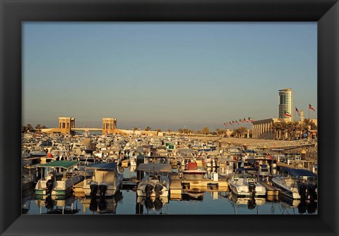 Framed Kuwait, Kuwait City, yacht boats in pleasure port Print