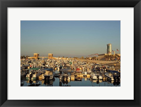 Framed Kuwait, Kuwait City, yacht boats in pleasure port Print
