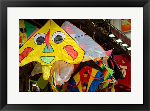 Framed China, Macau Chinatown area Colorful kites Print