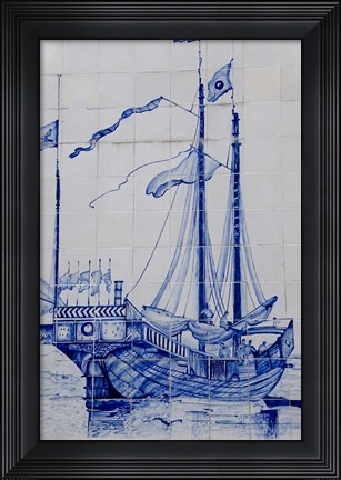 Framed China, Macau Historic Center of Macau, UNESCO Tile art, Chinese Junk Print