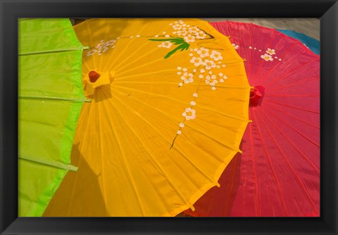 Framed Birghtly Colored Parasols, Bulguksa Temple, Gyeongju, South Korea Print