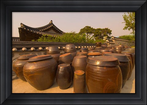 Framed Traditional Korean House, Namsangol Hanok Village, Seoul, South Korea Print