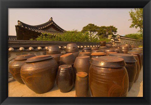 Framed Traditional Korean House, Namsangol Hanok Village, Seoul, South Korea Print