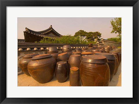 Framed Traditional Korean House, Namsangol Hanok Village, Seoul, South Korea Print