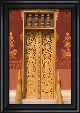 Framed Temple Door, Laos Print