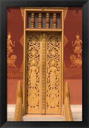 Framed Temple Door, Laos Print