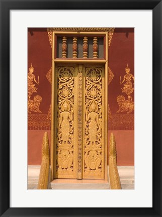 Framed Temple Door, Laos Print