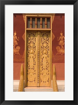 Framed Temple Door, Laos Print